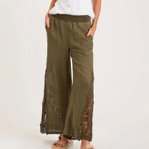 XCVI Ismay Wide Leg Linen Pants - Kombu Pigment